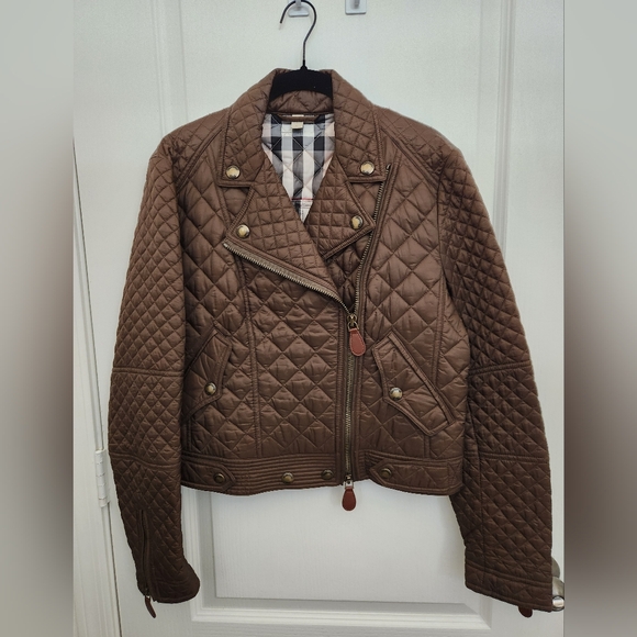 Burberry Jackets & Blazers - Brown Quilted Jacket with Plaid Interior